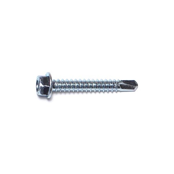 Self-Drilling Screw, #12 x 1-1/2 in, Zinc Plated Steel Hex Head Hex Drive, 250 PK
